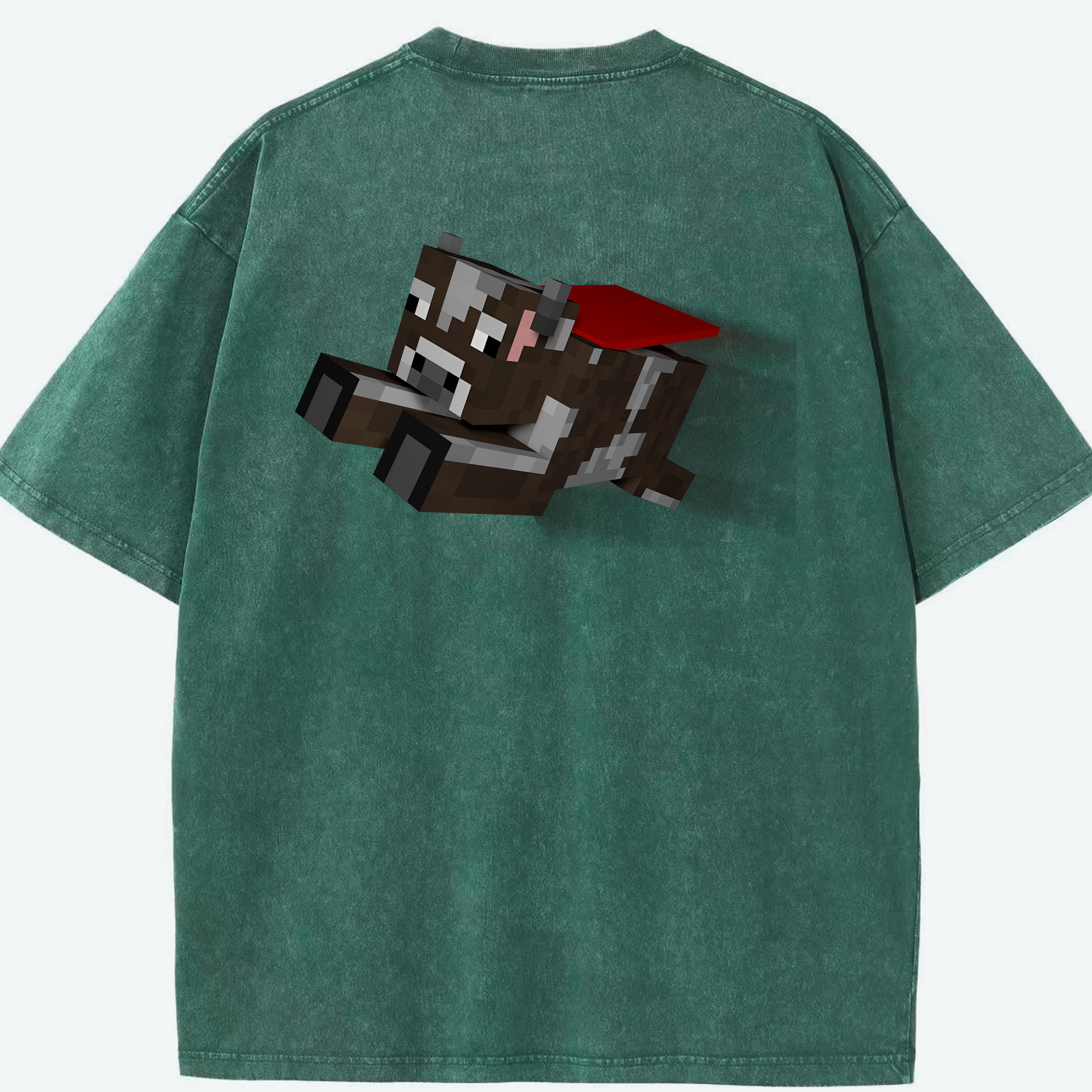 （画像用） マインクラフト ブロックの世界 Minecraft MC Block world 綿100% ヴィンテージ風 半袖Tシャツ（背面プリント）